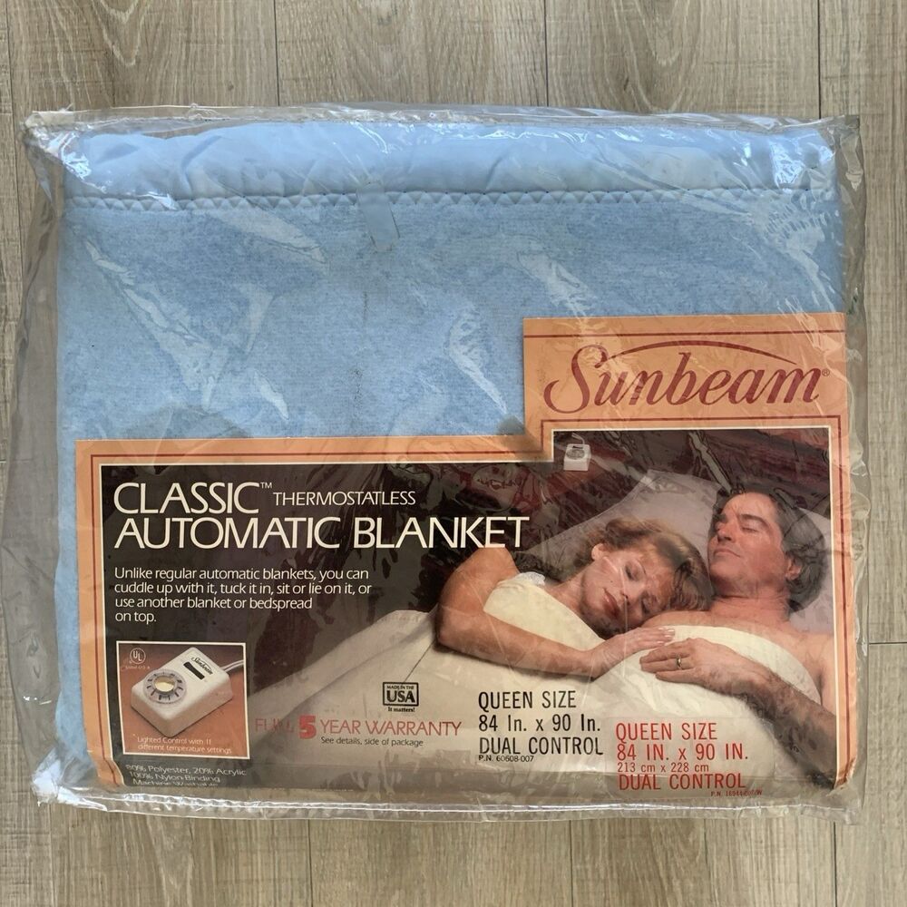Sunbeam Classic Automatic Blanket Electric Heated Queen Size Vintage 1990 New